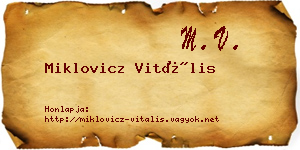Miklovicz Vitális névjegykártya